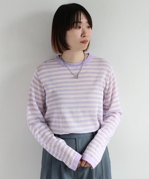cepo(セポ)の「シアーニットカットソー(ニット/セーター・レディース・ホワイト/ピンク/キャメル/チャコール/イエロー/ラベンダー・M)」の4枚目の写真