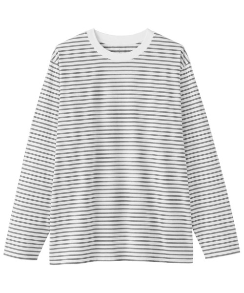 無印良品(ムジルシリョウヒン)の「紳士 天竺編みクルーネック長袖Tシャツ(ボーダー)(Tシャツ/カットソー・メンズ・グレー系/ブラック系/ホワイト系/ホワイト系1・S/M/L/XL)」の12枚目の写真