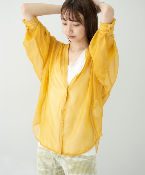 ITEMS URBANRESEARCH(アイテムズ アーバンリサーチ)の「ハクプリントシアーシャツ(シャツ/ブラウス・レディース・グレー/オレンジ/ブルー・FREE)」の16枚目の写真