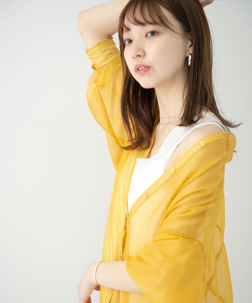 ITEMS URBANRESEARCH(アイテムズ アーバンリサーチ)の「ハクプリントシアーシャツ(シャツ/ブラウス・レディース・グレー/オレンジ/ブルー・FREE)」の19枚目の写真
