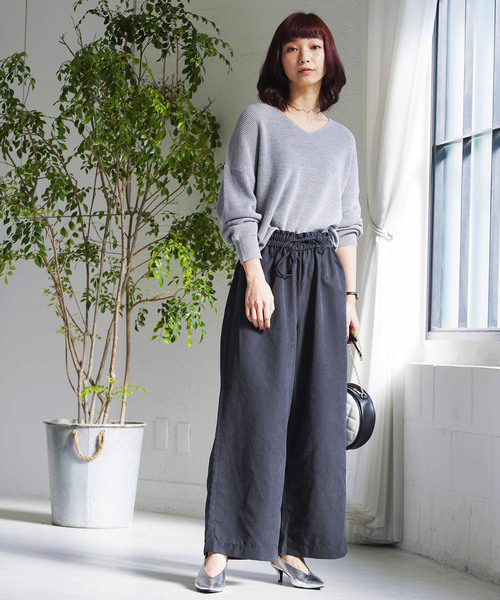WEGO(ウィゴー)の「WEGO/ピーチサテンワイドパンツ(その他パンツ・レディース・ライトピンク/ブラック/サックスブルー/キャメル・MEDIUM/LARGE/SMALL)」の7枚目の写真