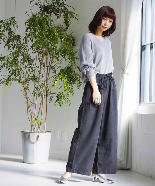 WEGO(ウィゴー)の「WEGO/ピーチサテンワイドパンツ(その他パンツ・レディース・ライトピンク/ブラック/サックスブルー/キャメル・MEDIUM/LARGE/SMALL)」の10枚目の写真