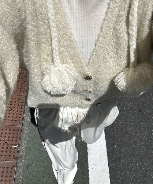 Alley by w closet(アリーバイダブルクローゼット)の「【Alley】ラメブークレショートカーディガン(カーディガン/ボレロ・レディース・ライトピンク/オフホワイト/ベージュ・FREE)」の11枚目の写真