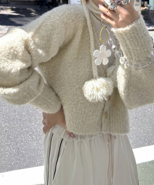 Alley by w closet(アリーバイダブルクローゼット)の「【Alley】ラメブークレショートカーディガン(カーディガン/ボレロ・レディース・ライトピンク/オフホワイト/ベージュ・FREE)」の12枚目の写真