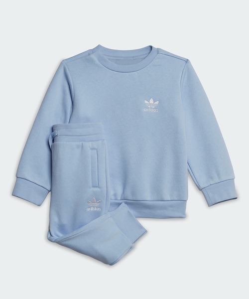 adidas(アディダス)の「アディカラー クルーネック セットアップ / アディダスオリジナルス(スウェット・キッズ・ブラック/パープル/ブルー・90/80/70/60/100)」の1枚目の写真
