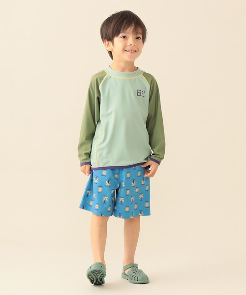 BEAMS mini(ビームスミニ)の「ラッシュガード スイムショーツ セット2026SS(100~130cm)水着 プール 水遊び 外遊び プチプラ(水着・キッズ・ブラック系その他2/ミント・L(120-130)/M(110-120)/S(100-110))」の1枚目の写真