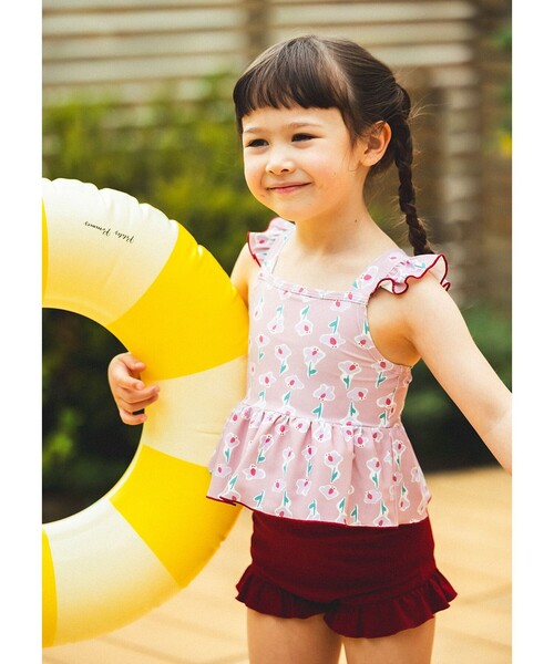 BEAMS mini(ビームスミニ)の「セパレート フリル スイムウェア 2026SS(100~130cm)プール 水遊び(水着・キッズ・イエロー系その他4/ピンク・L(120-130)/M(110-120)/S(100-110))」の4枚目の写真