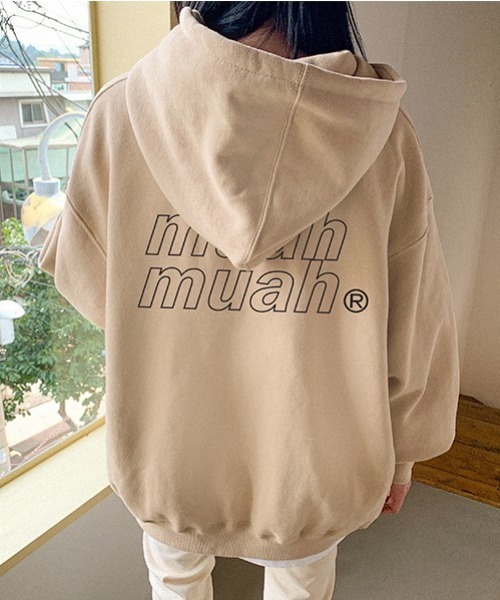 A'GEM/9 × .kom『muah muah/ムーアムーア』POINT LOGO OVERFIT HOODIE/ポイントロゴ オーバーフィットフーディー プルオーバーパーカーの5枚目の写真