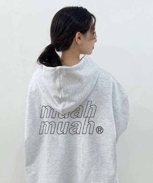 A'GEM/9 × .kom『muah muah/ムーアムーア』POINT LOGO OVERFIT HOODIE/ポイントロゴ オーバーフィットフーディー プルオーバーパーカーの21枚目の写真