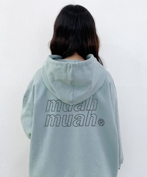 A'GEM/9 × .kom『muah muah/ムーアムーア』POINT LOGO OVERFIT HOODIE/ポイントロゴ オーバーフィットフーディー プルオーバーパーカーの12枚目の写真