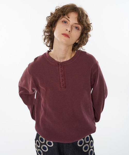 WISH FOR EVER(ウィッシュフォーエバー)の「DRAW CODE HENRY NECK THERMAL LONG SLEEVE / ドローコードヘンリーネックサーマルロングスリーブ(Tシャツ/カットソー・メンズ・ネイビー/ダークブラウン/ワインレッド/ブラック/グレー・SMALL/LARGE/MEDIUM)」の5枚目の写真