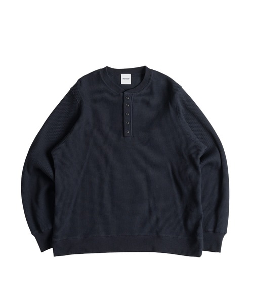 WISH FOR EVER(ウィッシュフォーエバー)の「DRAW CODE HENRY NECK THERMAL LONG SLEEVE / ドローコードヘンリーネックサーマルロングスリーブ(Tシャツ/カットソー・メンズ・ネイビー/ダークブラウン/ワインレッド/ブラック/グレー・SMALL/LARGE/MEDIUM)」の9枚目の写真