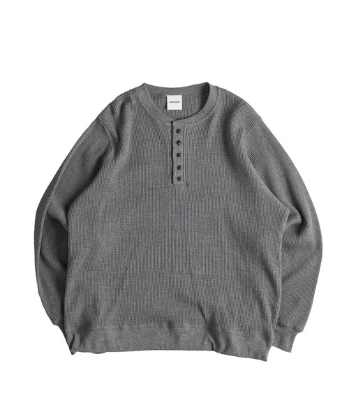 WISH FOR EVER(ウィッシュフォーエバー)の「DRAW CODE HENRY NECK THERMAL LONG SLEEVE / ドローコードヘンリーネックサーマルロングスリーブ(Tシャツ/カットソー・メンズ・ネイビー/ダークブラウン/ワインレッド/ブラック/グレー・SMALL/LARGE/MEDIUM)」の7枚目の写真