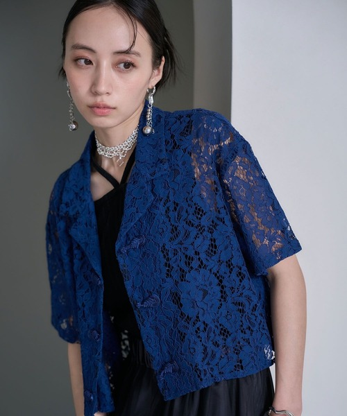 HARE(ハレ)の「カイキンレースチャイナシャツ(HARE)(シャツ/ブラウス・レディース・ホワイト/ブラック/ネイビー/オレンジ/ダークブルー・FREE)」の3枚目の写真