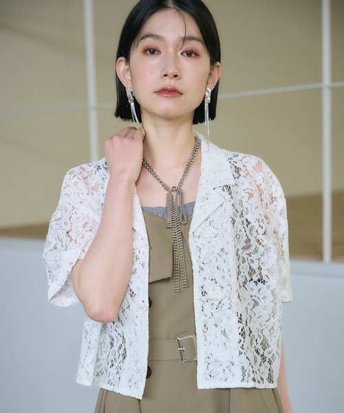 HARE(ハレ)の「カイキンレースチャイナシャツ(HARE)(シャツ/ブラウス・レディース・ホワイト/ブラック/ネイビー/オレンジ/ダークブルー・FREE)」の2枚目の写真