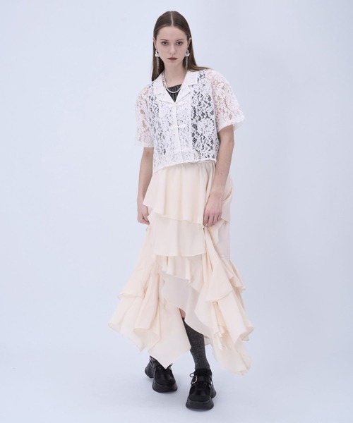 HARE(ハレ)の「カイキンレースチャイナシャツ(HARE)(シャツ/ブラウス・レディース・ホワイト/ブラック/ネイビー/オレンジ/ダークブルー・FREE)」の8枚目の写真