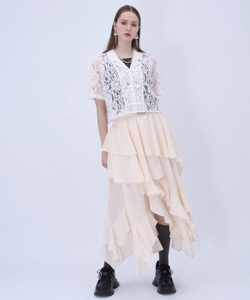 HARE(ハレ)の「カイキンレースチャイナシャツ(HARE)(シャツ/ブラウス・レディース・ホワイト/ブラック/ネイビー/オレンジ/ダークブルー・FREE)」の9枚目の写真
