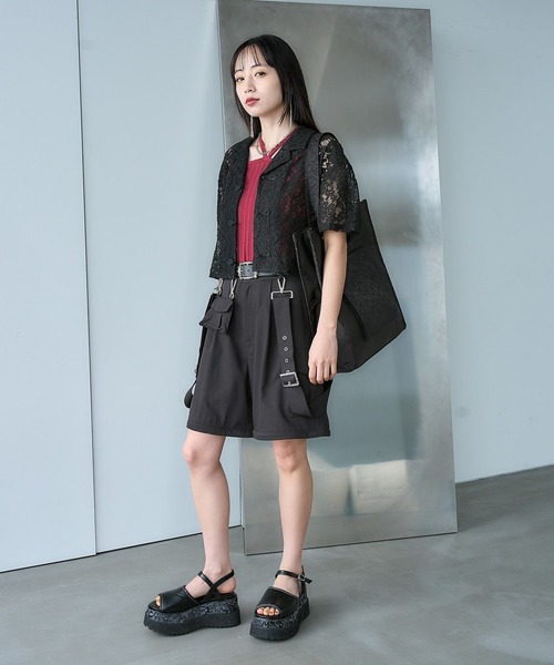 HARE(ハレ)の「カイキンレースチャイナシャツ(HARE)(シャツ/ブラウス・レディース・ホワイト/ブラック/ネイビー/オレンジ/ダークブルー・FREE)」の10枚目の写真