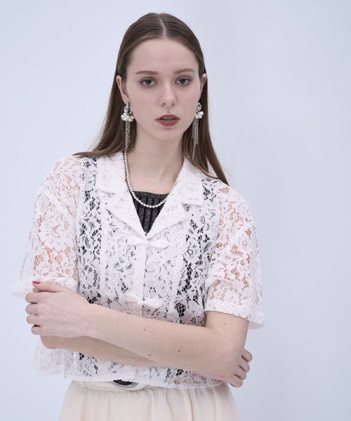 HARE(ハレ)の「カイキンレースチャイナシャツ(HARE)(シャツ/ブラウス・レディース・ホワイト/ブラック/ネイビー/オレンジ/ダークブルー・FREE)」の15枚目の写真