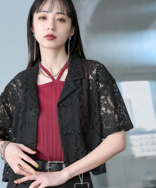 HARE(ハレ)の「カイキンレースチャイナシャツ(HARE)(シャツ/ブラウス・レディース・ホワイト/ブラック/ネイビー/オレンジ/ダークブルー・FREE)」の19枚目の写真