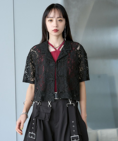 HARE(ハレ)の「カイキンレースチャイナシャツ(HARE)(シャツ/ブラウス・レディース・ホワイト/ブラック/ネイビー/オレンジ/ダークブルー・FREE)」の20枚目の写真