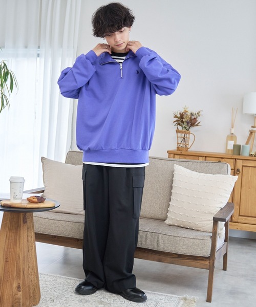U.S. POLO ASSN.(ユーエスポロアッスン)の「∴WEGO/【2024秋冬待望の再入荷】U.S. POLO ASSN.別注ハーフZIPプルオーバー(スウェット・メンズ・ブラック/ダークグリーン/グレー系その他/ナチュラル/ライトベージュ/パープル・MEDIUM/LARGE)」の8枚目の写真