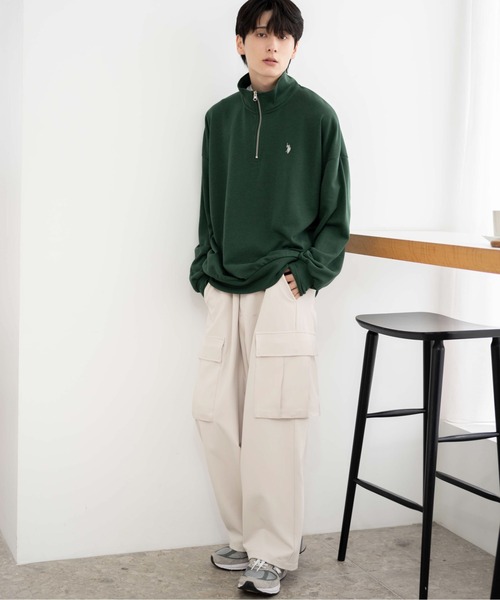 U.S. POLO ASSN.(ユーエスポロアッスン)の「∴WEGO/【2024秋冬待望の再入荷】U.S. POLO ASSN.別注ハーフZIPプルオーバー(スウェット・メンズ・ブラック/ダークグリーン/グレー系その他/ナチュラル/ライトベージュ/パープル・MEDIUM/LARGE)」の17枚目の写真