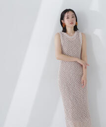 NATURAL BEAUTY BASIC | ◇メッシュナローニットワンピース(ワンピース)