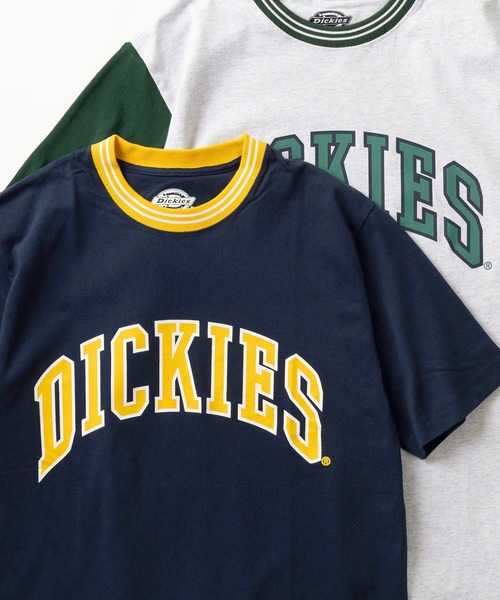 【Dickies/ディッキーズ】リブライン カレッジロゴ＆袖切替え ブランドロゴ クルーネックTシャツの1枚目の写真