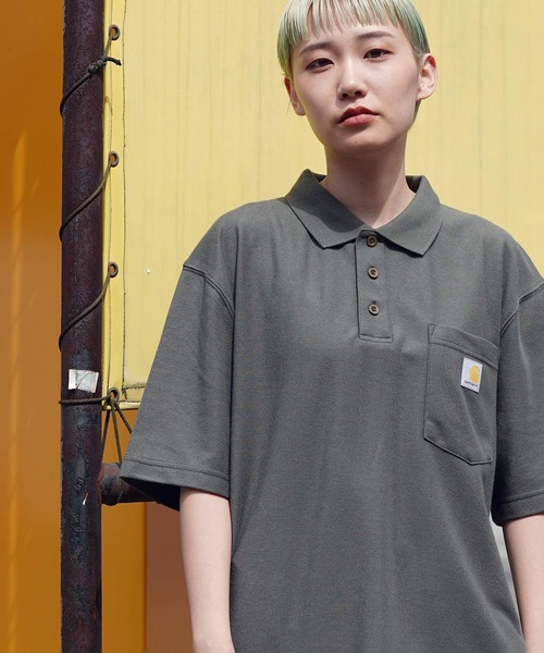 Carhartt(カーハート)の「Carhartt / カーハート Contractor's Work Pocket Polo 鹿の子 半袖 ポロシャツ 6oz(ポロシャツ・メンズ・ブラック/ヘザーグレー/モスグリーン/ネイビー・LARGE/X-LARGE/MEDIUM)」の1枚目の写真