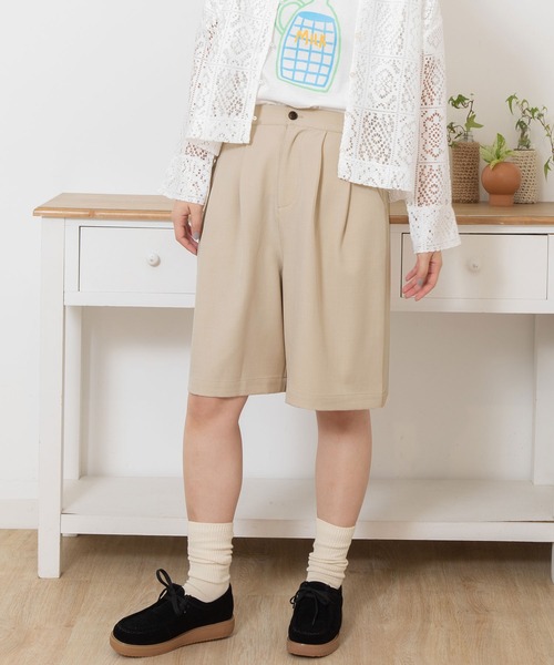 POU DOU DOU(プードゥドゥ)の「ボリュームタックハーフパンツ(その他パンツ・レディース・モカ/ライトブルー/ライトベージュ・3)」の3枚目の写真