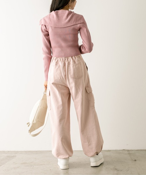 OLIVE des OLIVE(オリーブデオリーブ)の「ダブルジップビッグカラーリブニット 1032050190(ニット/セーター・レディース・ボルドー/ブラック/トップグレー/ピンク/オフホワイト・FREE)」の8枚目の写真