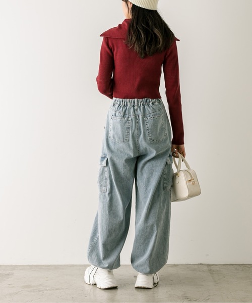 OLIVE des OLIVE(オリーブデオリーブ)の「ダブルジップビッグカラーリブニット 1032050190(ニット/セーター・レディース・ボルドー/ブラック/トップグレー/ピンク/オフホワイト・FREE)」の14枚目の写真