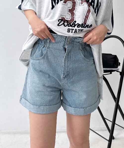 AS KNOW AS plus(アズノゥアズプラス)の「♪ロールアップハイウエストショートパンツ(その他パンツ・レディース・ブラック系/ブラック系その他/ブラウン系/ブラウン系その他/ブラウン系その他2/ホワイト系その他2/その他3/サックスブルー系3/ブラック系その他2/ブルー系3/ブラック系3/カモフラージュ・FREE)」の9枚目の写真