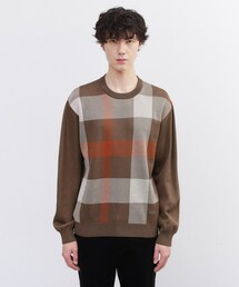 【Made in JAPAN】ビッグチェック&スライドパズル柄 ニット