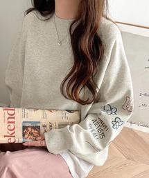 classicalelf | ハンドメイド風刺繍に釘付け。前後2wayランダム袖刺繍裏起毛オーバーサイズスウェット(スウェット)