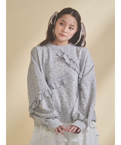 merry jenny(メリージェニー)の「flowerレーススウェット(スウェット・レディース・グレー/オフホワイト・FREE)」の19枚目の写真
