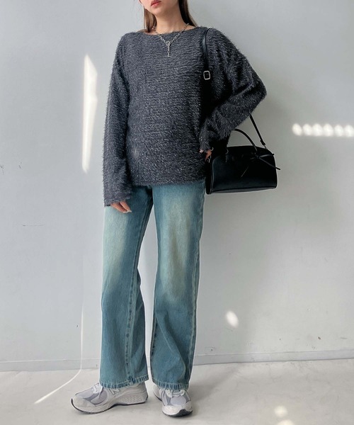 AS KNOW AS plus(アズノゥアズプラス)の「♪ラメシャギー クルーネックプルオーバー(Tシャツ/カットソー・レディース・オフホワイト/チャコールグレー/ブラック・FREE)」の9枚目の写真