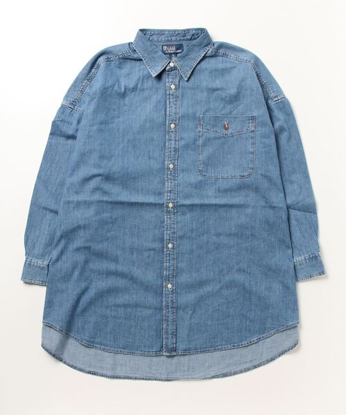 POLO RALPH LAUREN(ポロ ラルフ ローレン)の「オーバーサイズ ロング デニム シャツ(シャツ/ブラウス・レディース・ブルー・L/M/S/XS/XXS/XL)」の3枚目の写真