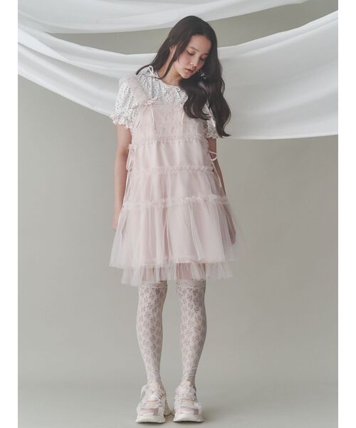 merry jenny(メリージェニー)の「チュールコルセットミニワンピース(ワンピース・レディース・ブラック/ピンク/オフホワイト/ライトグレー・FREE)」の7枚目の写真
