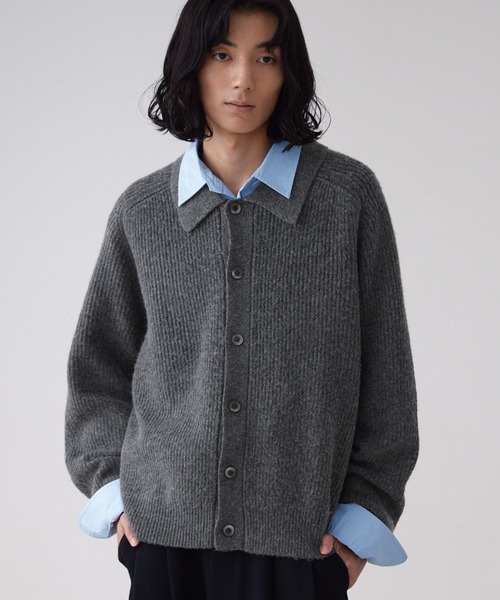 LUENNA(ルエナ)の「【LUENNA】Collared Knit Polo Cardigan / 襟付き ニットポロ カーディガン(カーディガン/ボレロ・メンズ・グレー/ダークブラウン・L/M/S)」の22枚目の写真