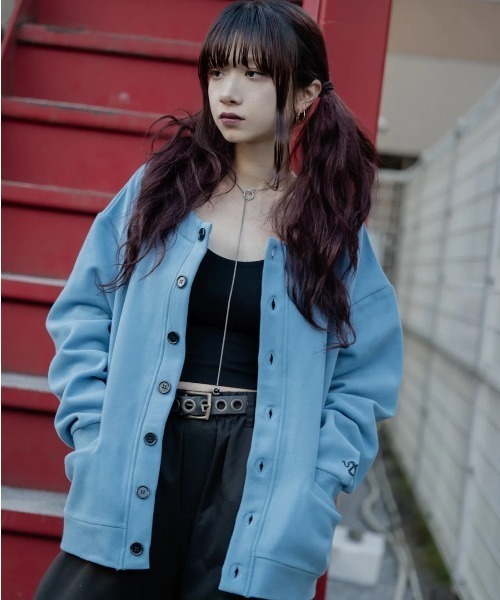 L.H.P(エルエイチピー)の「gibous/ギボス/別注スウェットカーディガン(クルーネック)(カーディガン/ボレロ・レディース・ブラック/グレー/ブルー・L/M)」の4枚目の写真
