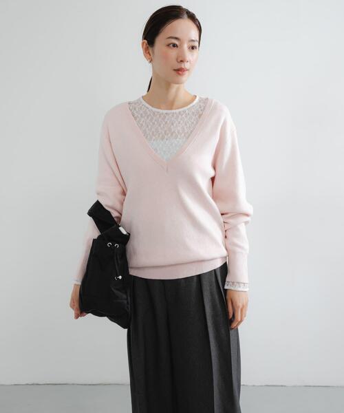 URBAN RESEARCH(アーバンリサーチ)の「new basic カシミヤコットンVネックチュニックニット(チュニック・レディース・ピンク/ブルー系その他/カーキ・FREE)」の6枚目の写真