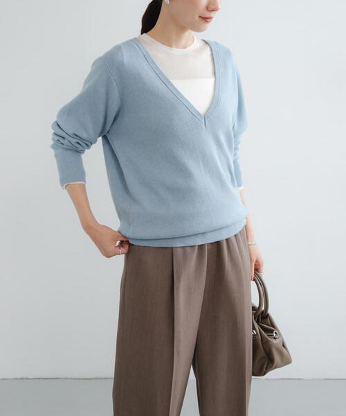 URBAN RESEARCH(アーバンリサーチ)の「new basic カシミヤコットンVネックチュニックニット(チュニック・レディース・ピンク/ブルー系その他/カーキ・FREE)」の14枚目の写真