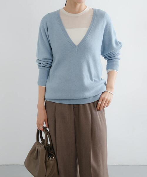 URBAN RESEARCH(アーバンリサーチ)の「new basic カシミヤコットンVネックチュニックニット(チュニック・レディース・ピンク/ブルー系その他/カーキ・FREE)」の15枚目の写真