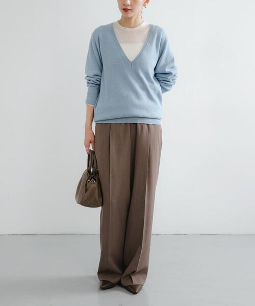 URBAN RESEARCH(アーバンリサーチ)の「new basic カシミヤコットンVネックチュニックニット(チュニック・レディース・ピンク/ブルー系その他/カーキ・FREE)」の17枚目の写真