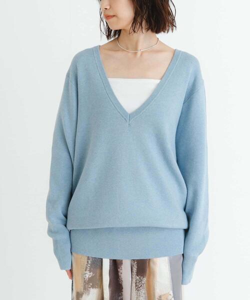URBAN RESEARCH(アーバンリサーチ)の「new basic カシミヤコットンVネックチュニックニット(チュニック・レディース・ピンク/ブルー系その他/カーキ・FREE)」の19枚目の写真