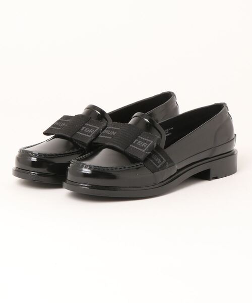HUNTER(ハンター)の「WOMENS REFINED BOW GLOSS PENNY LOAFER(レインシューズ・レディース・ブラック・UK3/UK7/UK5/UK4/UK6)」の1枚目の写真