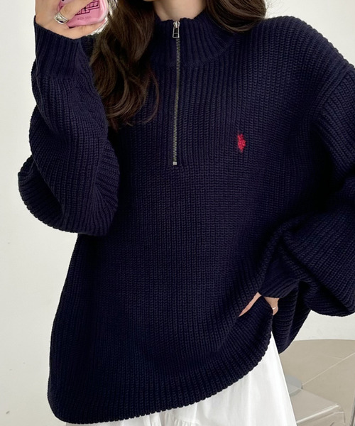 U.S. POLO ASSN.(ユーエスポロアッスン)の「【累計お気に入り数5万件突破!大人気厚手ニット】Ada./U.S. POLO ASSN./ユーエスポロアッスン ハーフジップニット(ニット/セーター・レディース・アイボリー/ブラック/ベージュ/イエロー/ネイビー/ダークブルー/グレー/オートミール・M/L)」の13枚目の写真