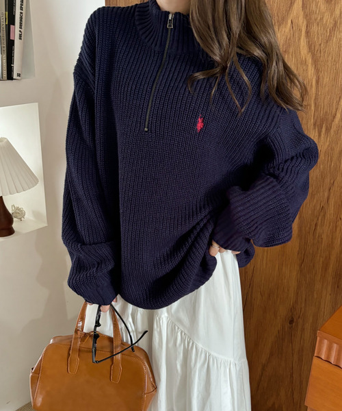 U.S. POLO ASSN.(ユーエスポロアッスン)の「【累計お気に入り数5万件突破!大人気厚手ニット】Ada./U.S. POLO ASSN./ユーエスポロアッスン ハーフジップニット(ニット/セーター・レディース・アイボリー/ブラック/ベージュ/イエロー/ネイビー/ダークブルー/グレー/オートミール・M/L)」の14枚目の写真